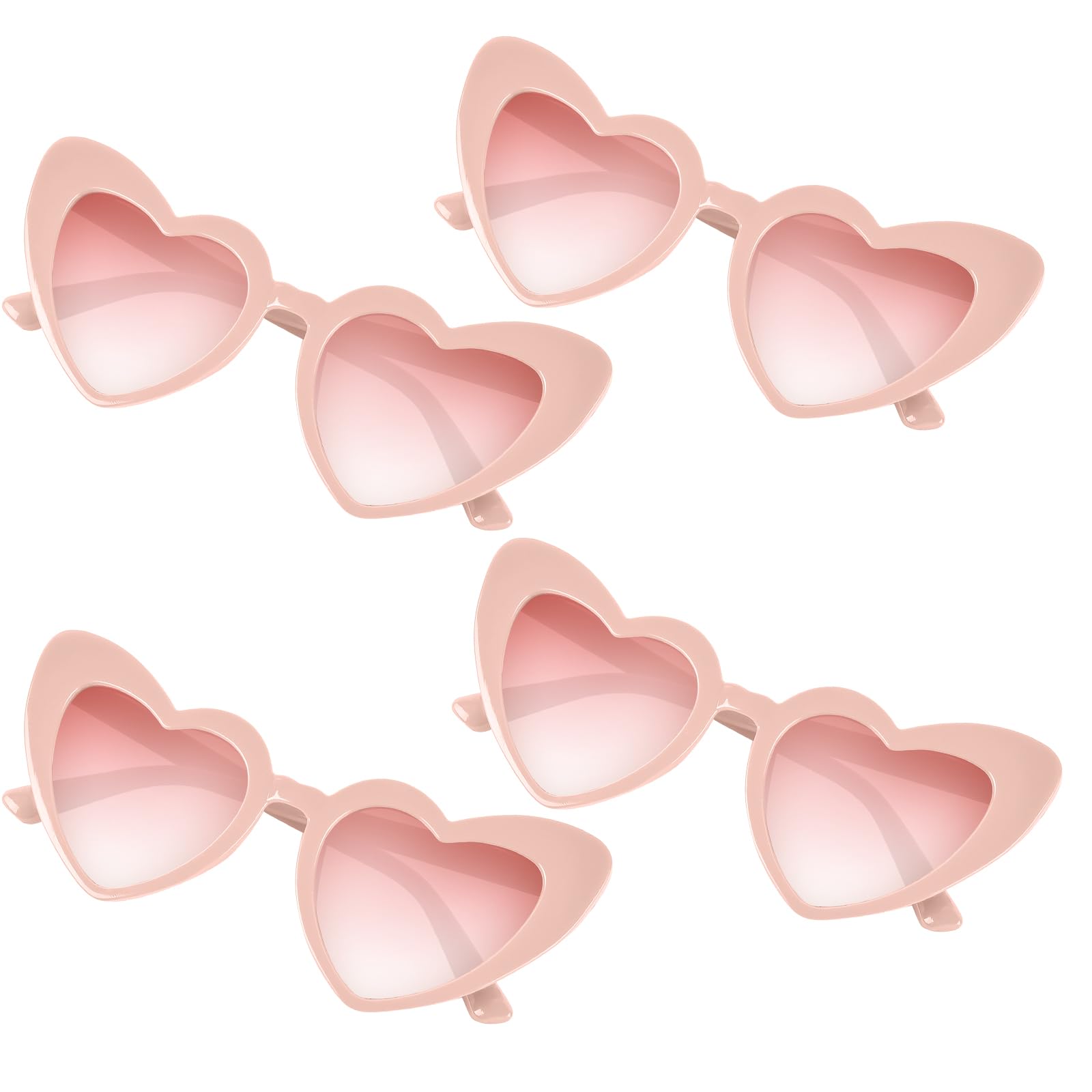 Photo 1 of NACHLYNN 4 Pairs Heart Shaped Sunglasses Bachelorette Sunglasses Love Vintage Heart Glasses for Women Party Weddings (4, Pink)