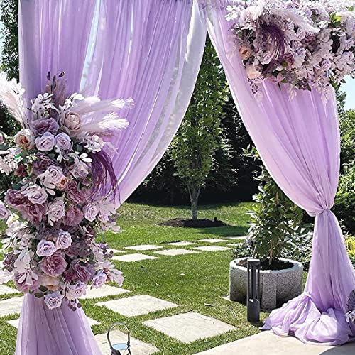 Squarepie Chiffon Wedding Backdrop Lavender Background Curtains For Party 5Ft X 10Ft 2Pcs Light Purple #TOP1