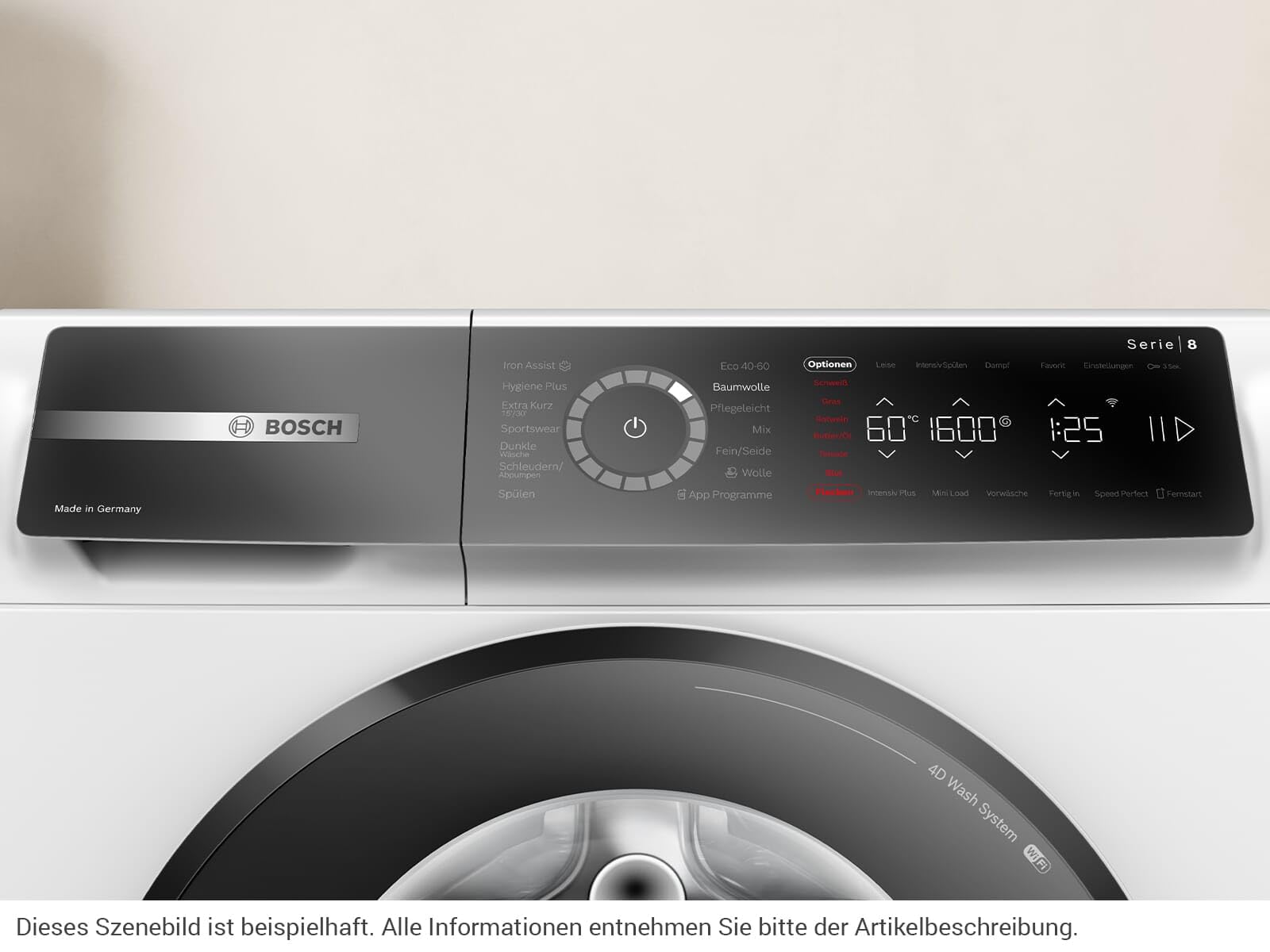 Bosch Serie 8 Smarte Waschmaschine 9 kg 1600 UpM Dampf WGB246071 | Made in Germany, automatische Fleckenbehandlung, Active Water Plus Beladungserkennung, LED-Trommelbeleuchtung, leise