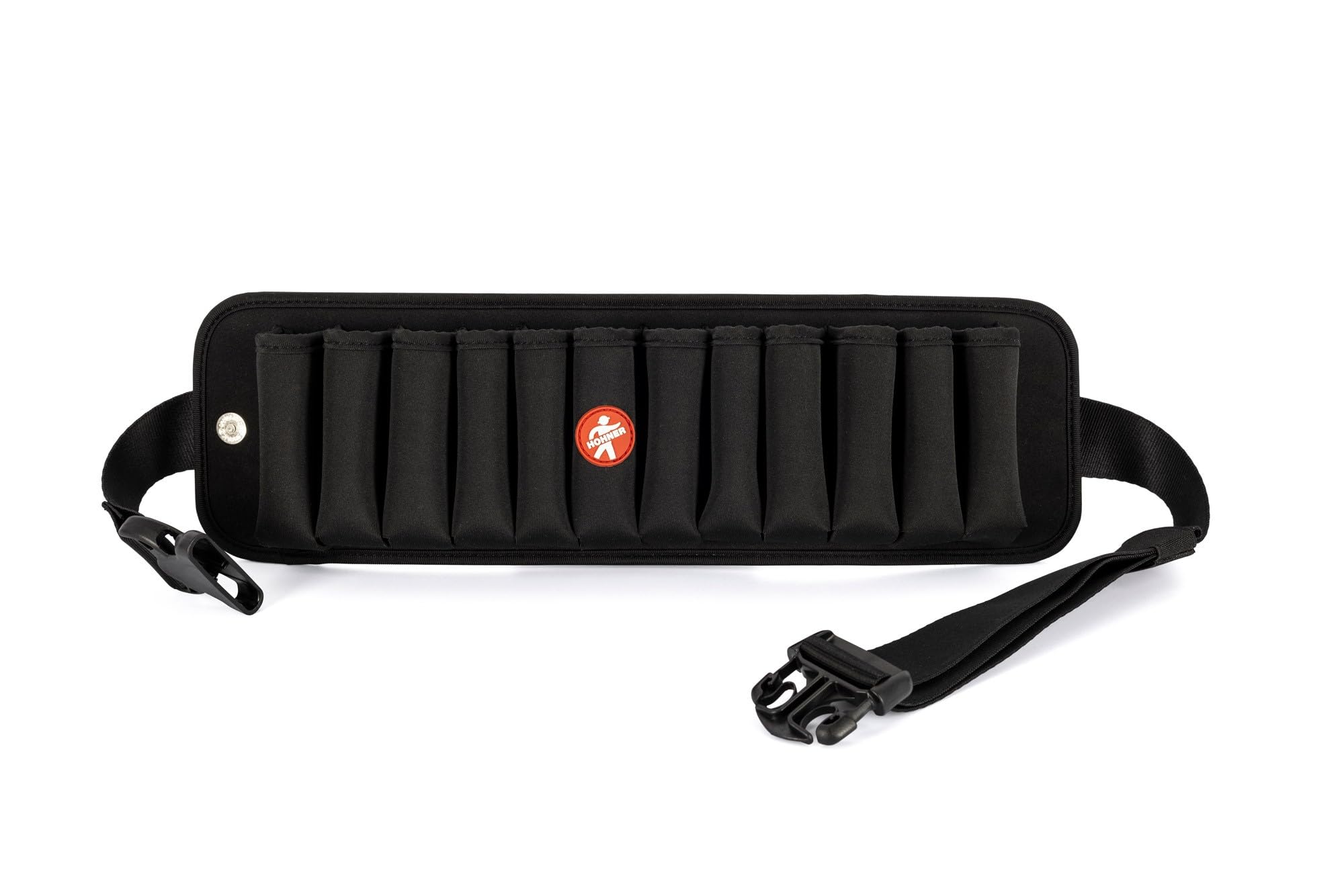 HOHNER Ceinture Flexbelt pour 12 harmonicas MZ91144 Noir en Plastique avec Étui et Sac Banane Noir extensible et lavable