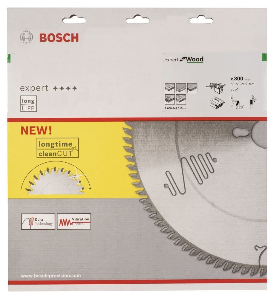 Bosch ProfessionalKreissägeblatt Expert für Wood, 300 x 30 x 3,2 mm, 72, 2608642510