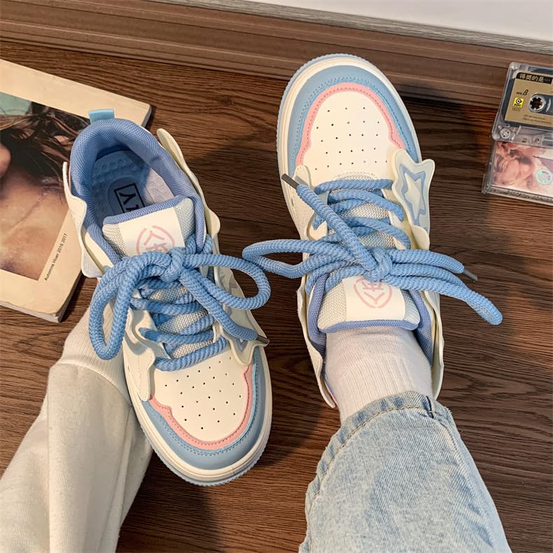 Star Sneakers for Women Sole Y2K Flat Platform Chunky Style Casual - Non Slip Kawaii Retro Preppy Girls Cute Shoes Tennis & Racquet Sport Lightweight Running Standing All Day Athleisure Neutral Gifts4