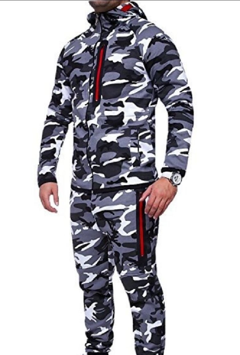 Yayu Herren Outdoor Sport Set Zweiteiler Camo Jacke und Hose Set Anzug
