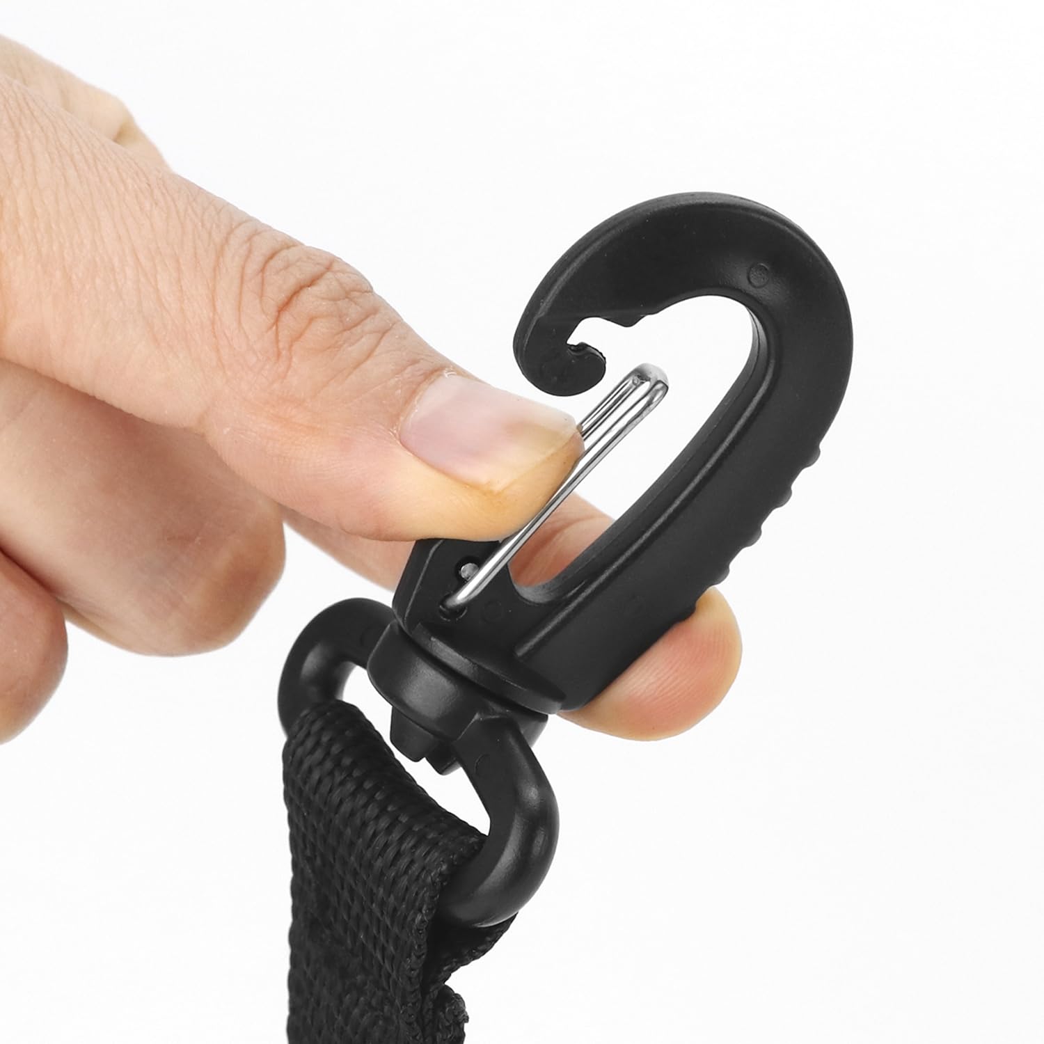 QWORK® Set 2pz Cordino da Immersione con Clip di Sgancio Rapido - Cordino Spirale per Attrezzatura Subacquea, Fotocamere, Torce e Strumenti, Nero