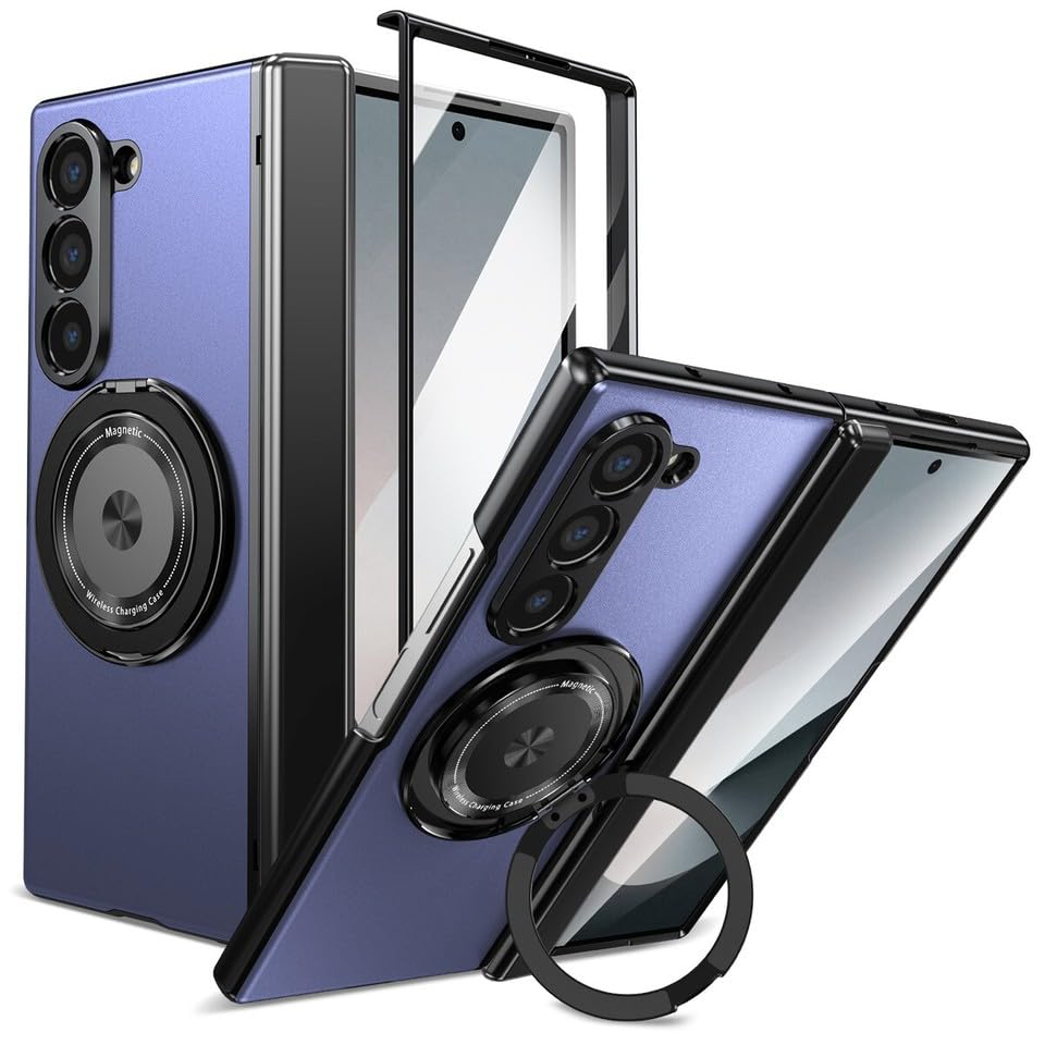 Étui Samsung Galaxy Z Fold 5 antichoc à anneau rotatif et fixation aimantée voiture
