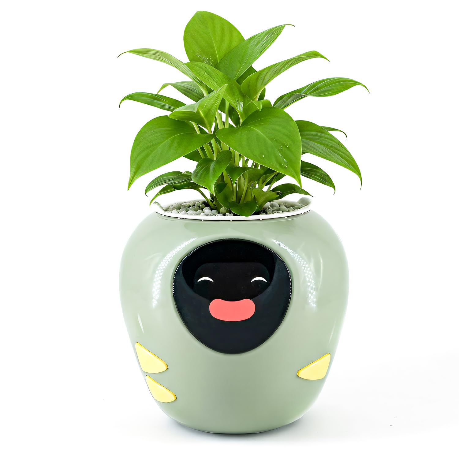 Plantbot Robot de Macetas Inteligente Mejorado Grande con Inteligencia Artificial, Pantalla de Tiempo y Temperatura, y Numerosas Animaciones Expresivas, para Decoración Interior, Regalos (Verde)