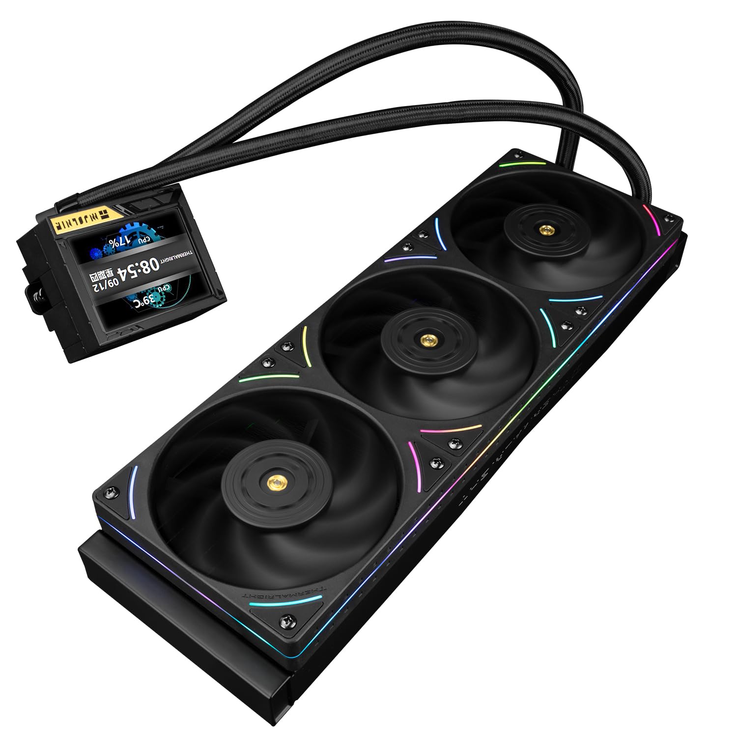 Thermalright TR Mjolnir Vision 360 UB PRO ARGB czarna chłodnica CPU-Aio, specyfikacja 360, system chłodzenia wody z wentylatorem liniowym, ekran LCD 3,5" o rozdzielczości 640 x 480 do AM4/AM5; Intel