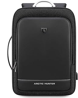 Arctic Hunter 40L Grande Capacità Mens Zaini Espansibili Ricarica USB Maschio 17 Pollice Borse Portatile Impermeabile Business Travel Bag, Nero (Nero) - asdasf-3246625