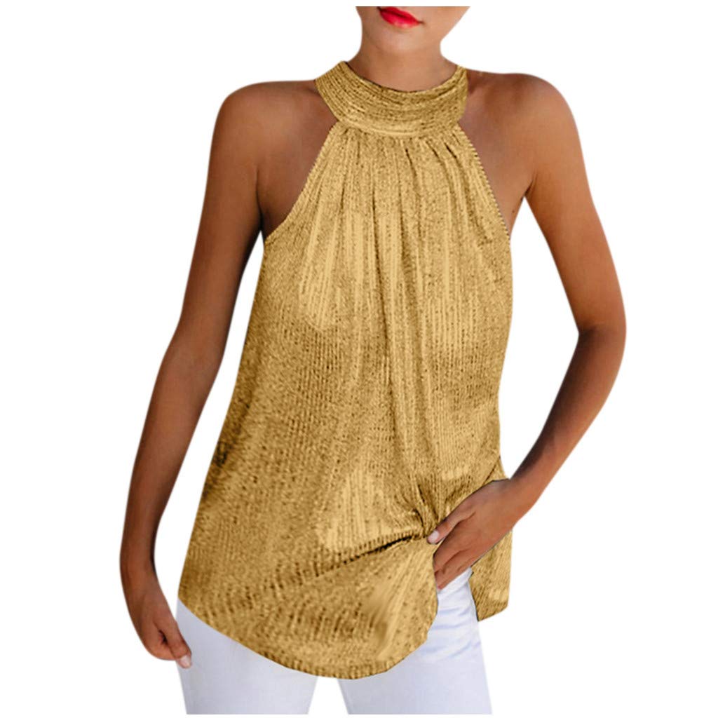 Women Blouse Promotion Sale Cheap Shirts Clearance,Women Summer Solid  Sequined Sleeveless Casual Tunic Top Tank Shirt Vest Halloween Christmas  Best