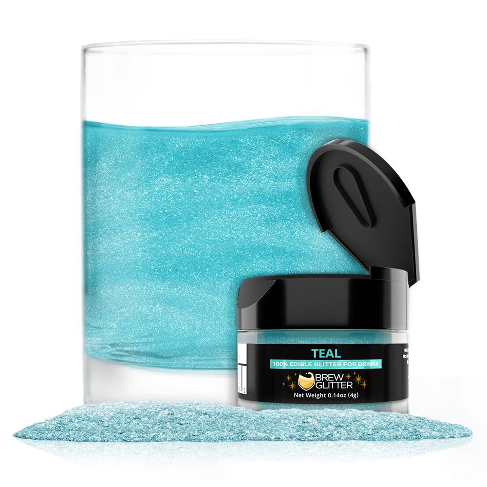 Brew Glitter - Teal (4g 1x Shaker Jar) | Vibrant Edible Glitter for Beer, Cocktails and Mocktail Beverages!
