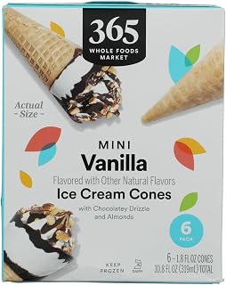 365 by Whole Foods Market Mini Vanilla Almond & Chocolate Ice Cream Cone, 10.8 FZ