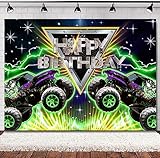 Picture of SVBright Truck Birthday Backdrop 7Wx5H Monster Green Car Grave Digger Birthday Party Light Racing Car Vehicle Jam Boys Decorations Photography Background Banner Photo Booth Studio
