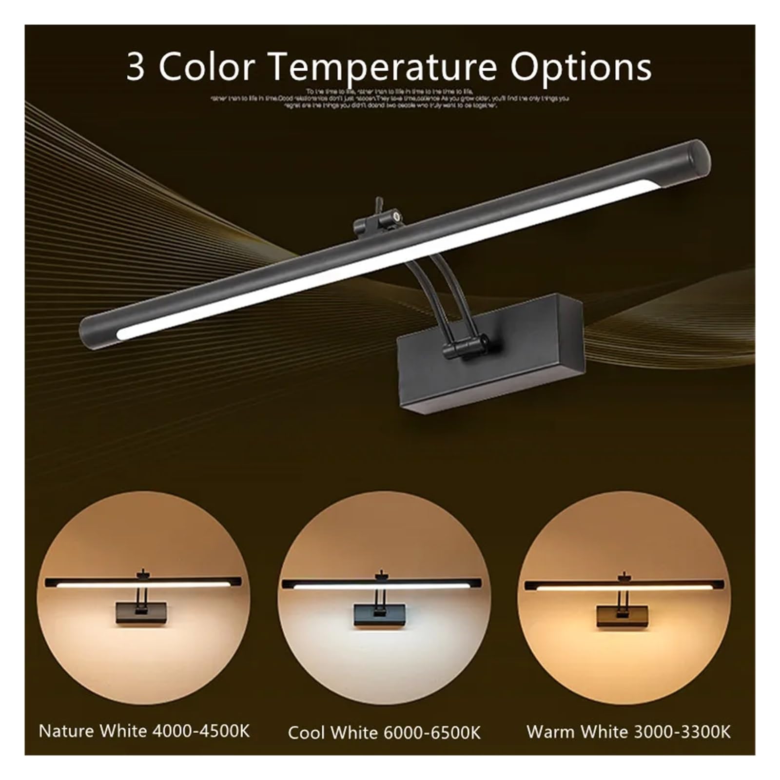 Moderne luci di cortesia a LED Lampade da Parete a Specchio for Bagno Dimmerabili Impermeabili 9W 12W Apparecchi di Illuminazione a Parete for WC Sconces(Black,9W 40cm)