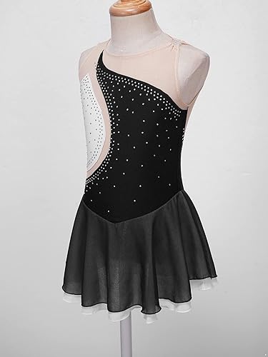 Miniatura 5 de JEATHA Vestido de patinaje artístico con diamantes de imitación brillantes para niños y niñas, disfraz de baile