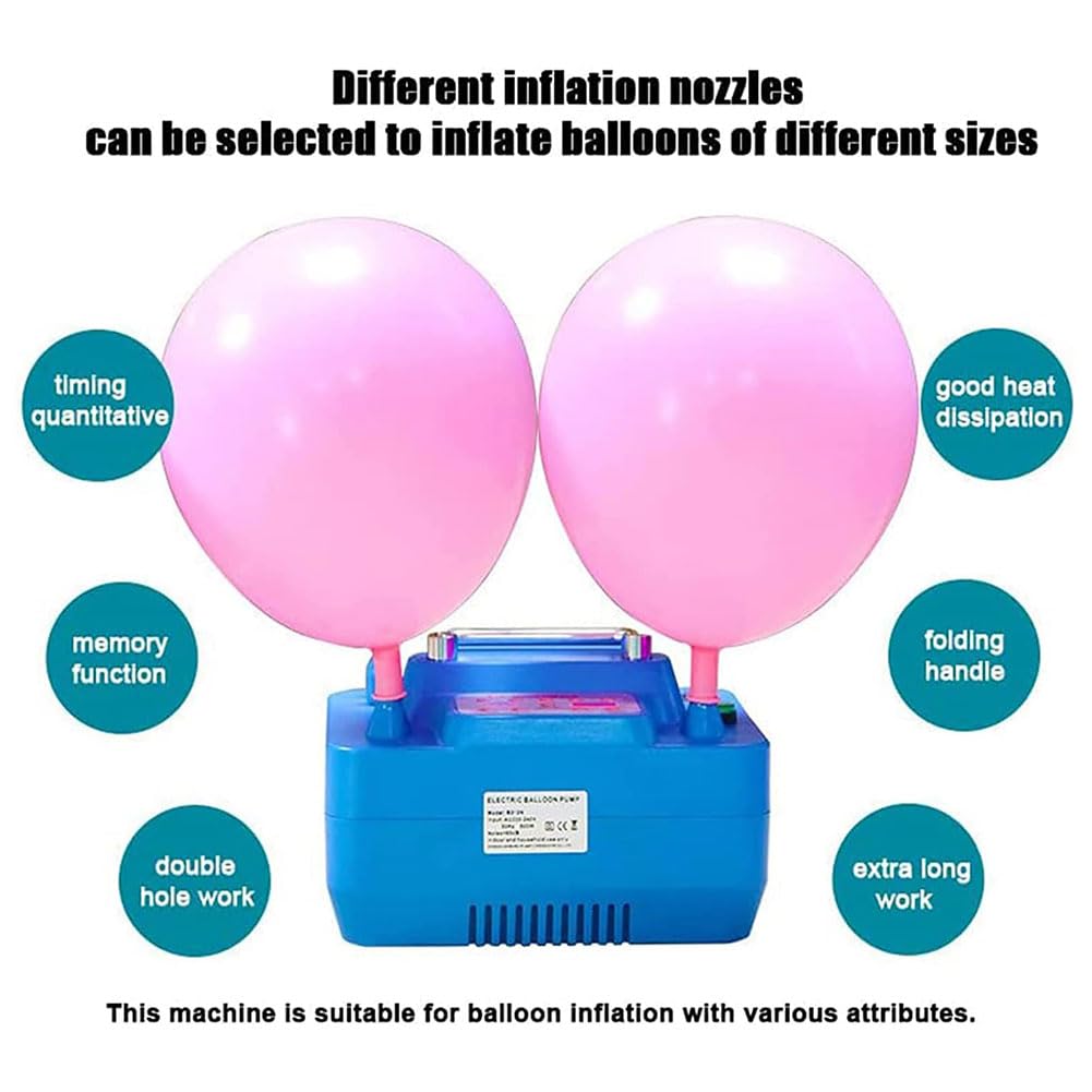 Bomba de globo eléctrica de 800 W, inflador de globos de aire portátil con boquilla doble e interruptor de pie, temporización y cuantitativa, para fiesta de cumpleaños, celebración de festivales