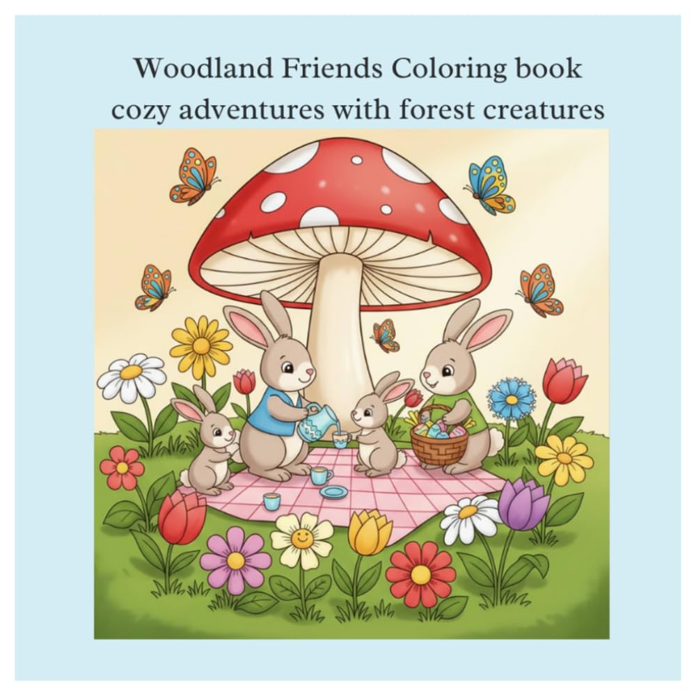 Woodland friends coloring book: Cozy adventures with forest friends