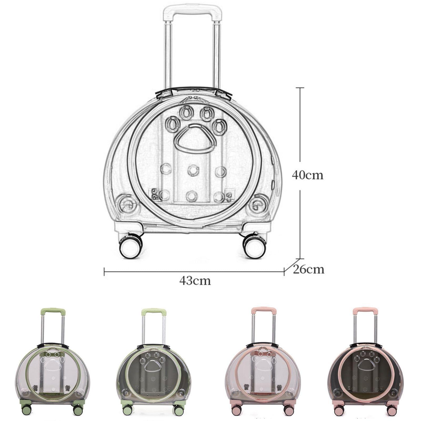 Trasportino per Gatti con Ruote, Trasportino per Cani da Viaggio con Bolle Trasparenti e Respirazione Libera, Trasportino per Gatti Leggero e Rigido,Green A
