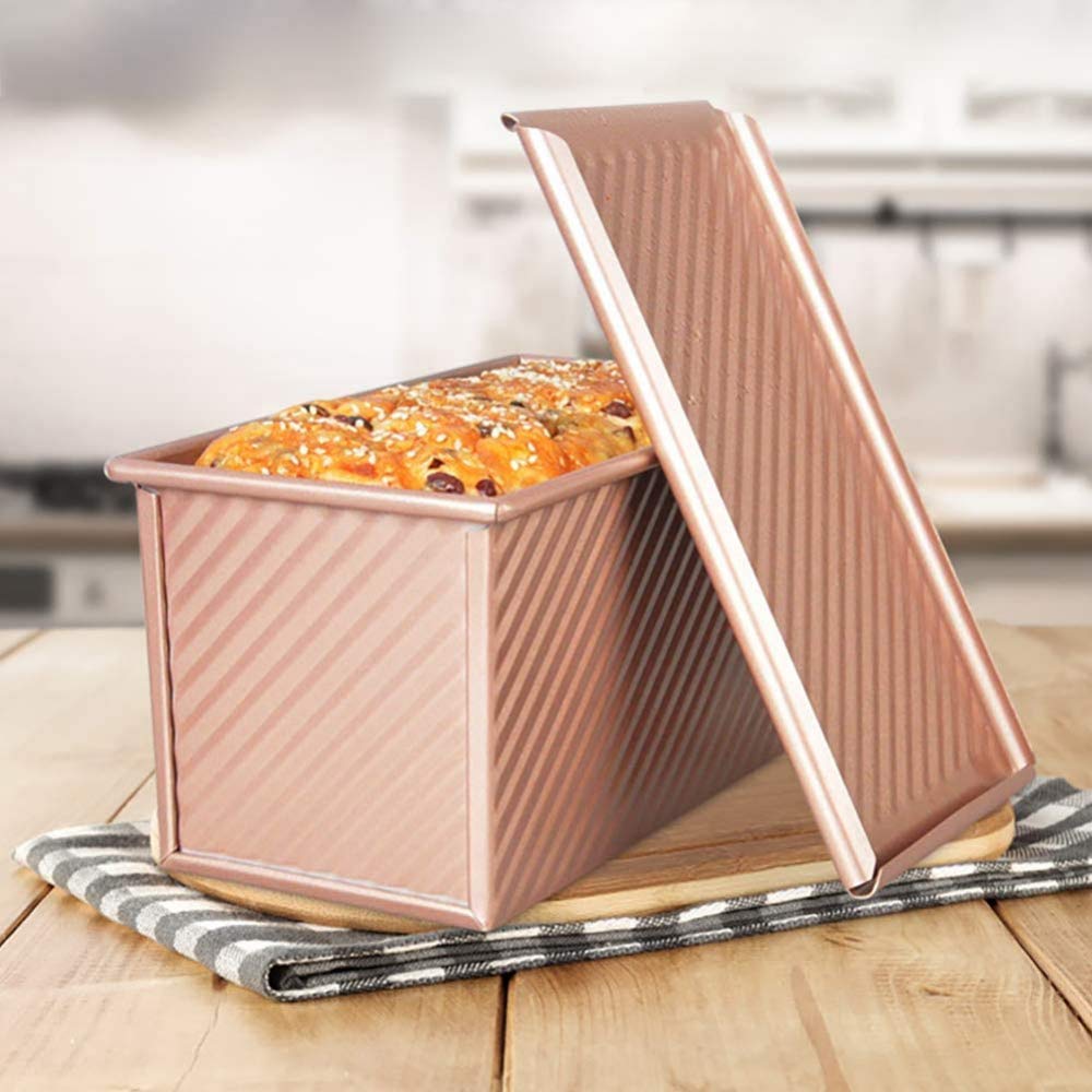 zaizai Teglia per Pane in Acciaio al Carbonio Antiaderente con Coperchio Teglia per Pane con Coperchio