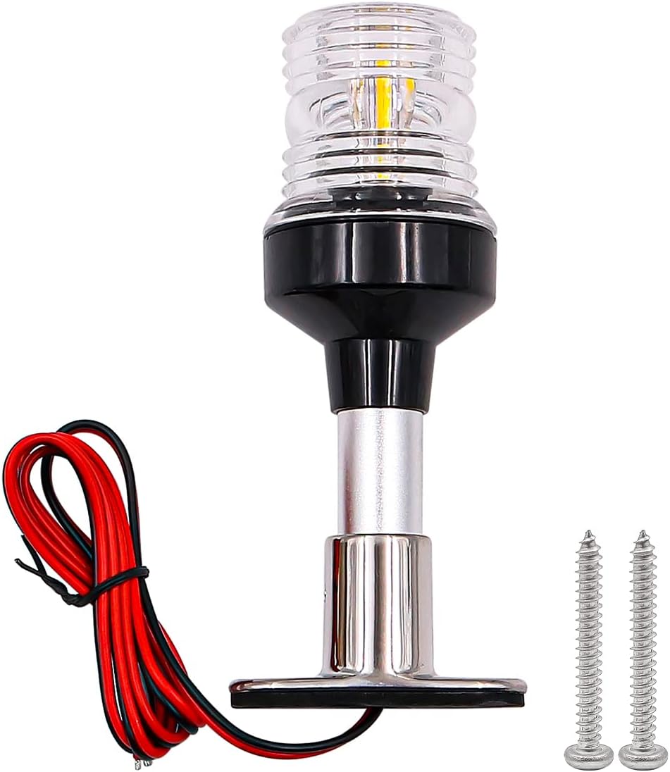 Stern Light 6 inch Anchor Light All Around LED Fixed Mount Navigation Light With Stainless Steel Base and Aluminum Tube LED Waterproof Boat Navigation Lights