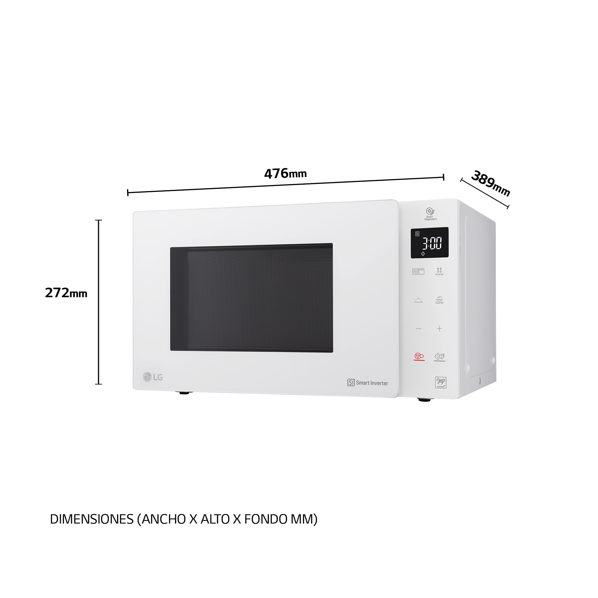 LG MH6535GDH Microondas Con Grill Blanco Smart Inverter 1000W 25L