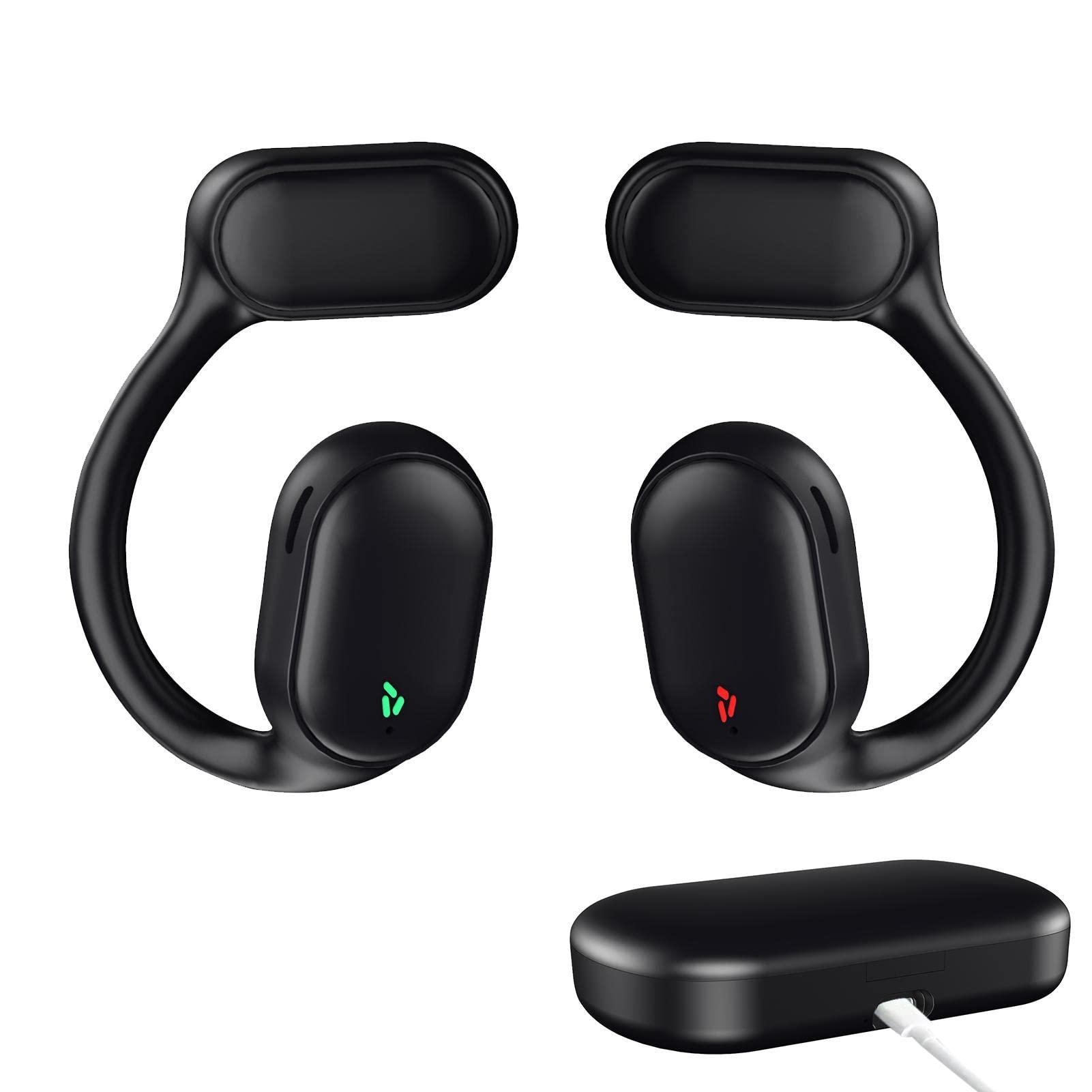 Auricolare senza fili con orecchio aperto, riduzione del rumore ENC, auricolare wireless con microfono, comodo da indossare per sport e lavoro, vivavoce per allenamenti e corsa