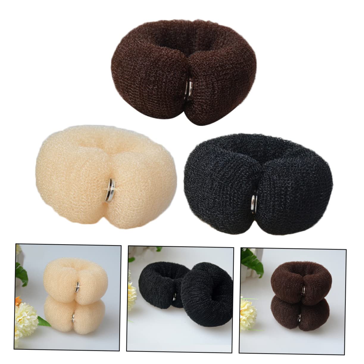 Ipetboom 3Pcs Hair Bun Maker Elastic Donut Hair Shaper for Comfortable and Easy to Use for Weddings Prom and Daily Styling