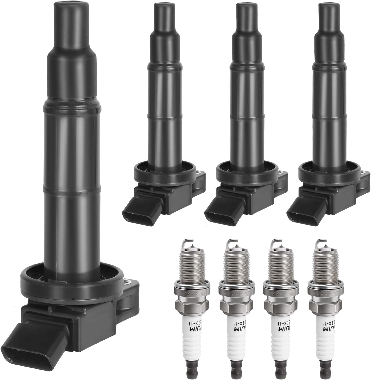 Ignition Coil Pack & Spark Plugs Compatible with 2.4L 2002-2010 Toyota Camry, 2001-2008 Rav4, 02-06 Solara, 01-07 Highlander, 09-10 Corolla Matrix Pontiac Vibe, 05-10 Scion tC, 10-12 Lexus HS250h