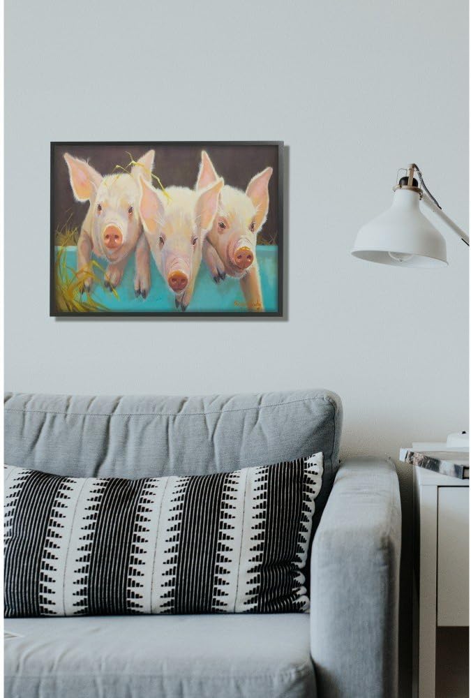 Stupell Industries Pink Piglets in A Blue Pail Painting Oversized Stretched Canvas Wall Art, 24 x 1.5 x 30, Proudly Made in USA