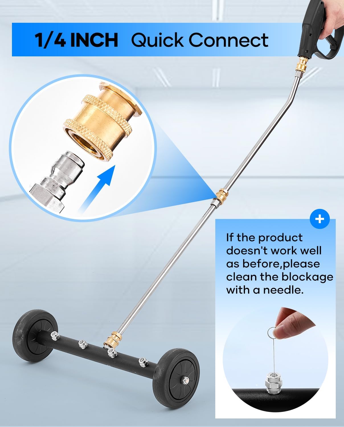Saker Undercarriage Washer,16 Inch Pressure Washer Undercarriage Cleaner,4000 PSI Under Carriage Washer Attachment Under Car Cleaner with 3 Extension Wands and Pressure Washer Gun