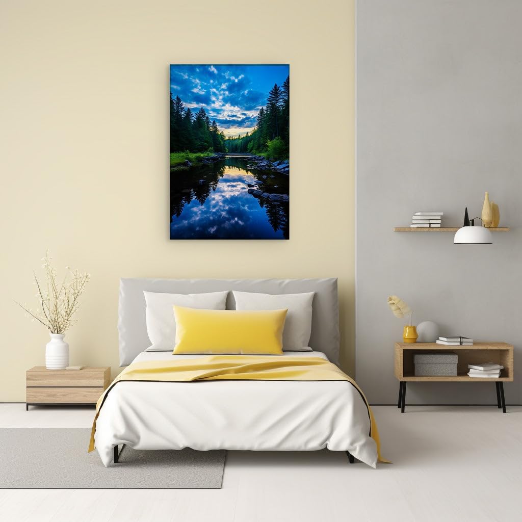 Canvas for Living room. Whispers of Nature's Serenity Along the Quiet Riverbanks, 27 x 18 inch Canvas Wall Art - Modern Home Decor - 69x46 cm (27x18 inch)