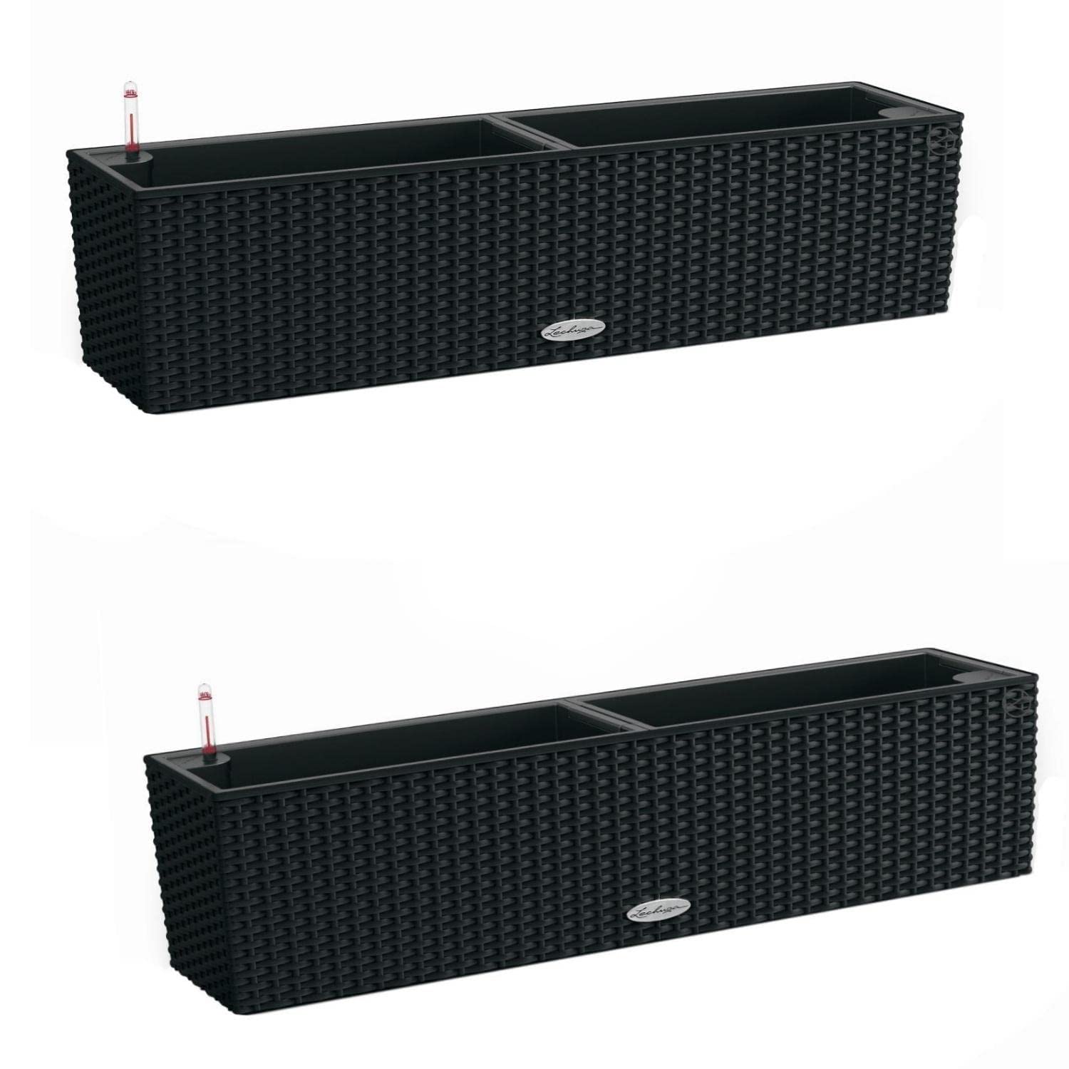 Lechuza Self Watering Plant Pots BALCONERA Cottage 2x80cm Window Box, Black