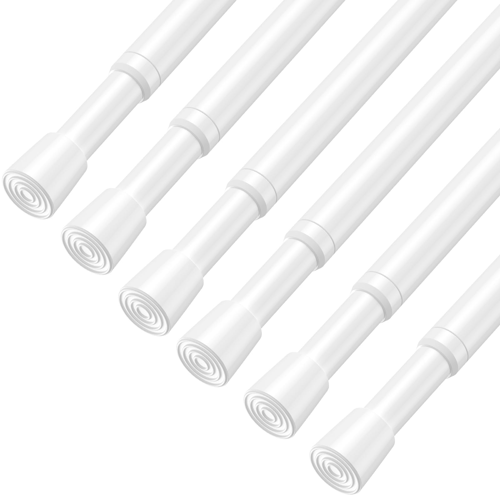AIZESI Spring Tension Rods Adjustable Tension Curtain Rod Small Tension Rod No Drilling Expandable Spring Loaded Curtain Tension Rod（White,26" to 39"-6Pcs)