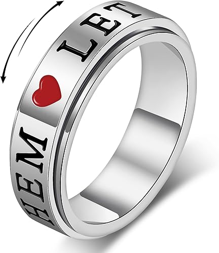 AmorArtSky Fidget Ring for Women - Let Them Spinner Ring for Anxiety & Stress Relief, Stainless Steel Enamel Jewelry | Silent Sensory Accessory for Work & Focus, Gift for Her, Sizes 6-10