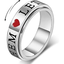 AmorArtSky Fidget Ring for Women - Let Them Spinner Ring for Anxiety & Stress Relief, Stainless Steel Enamel Jewelry | Silent Sensory Accessory for Work & Focus, Gift for Her, Sizes 6-10