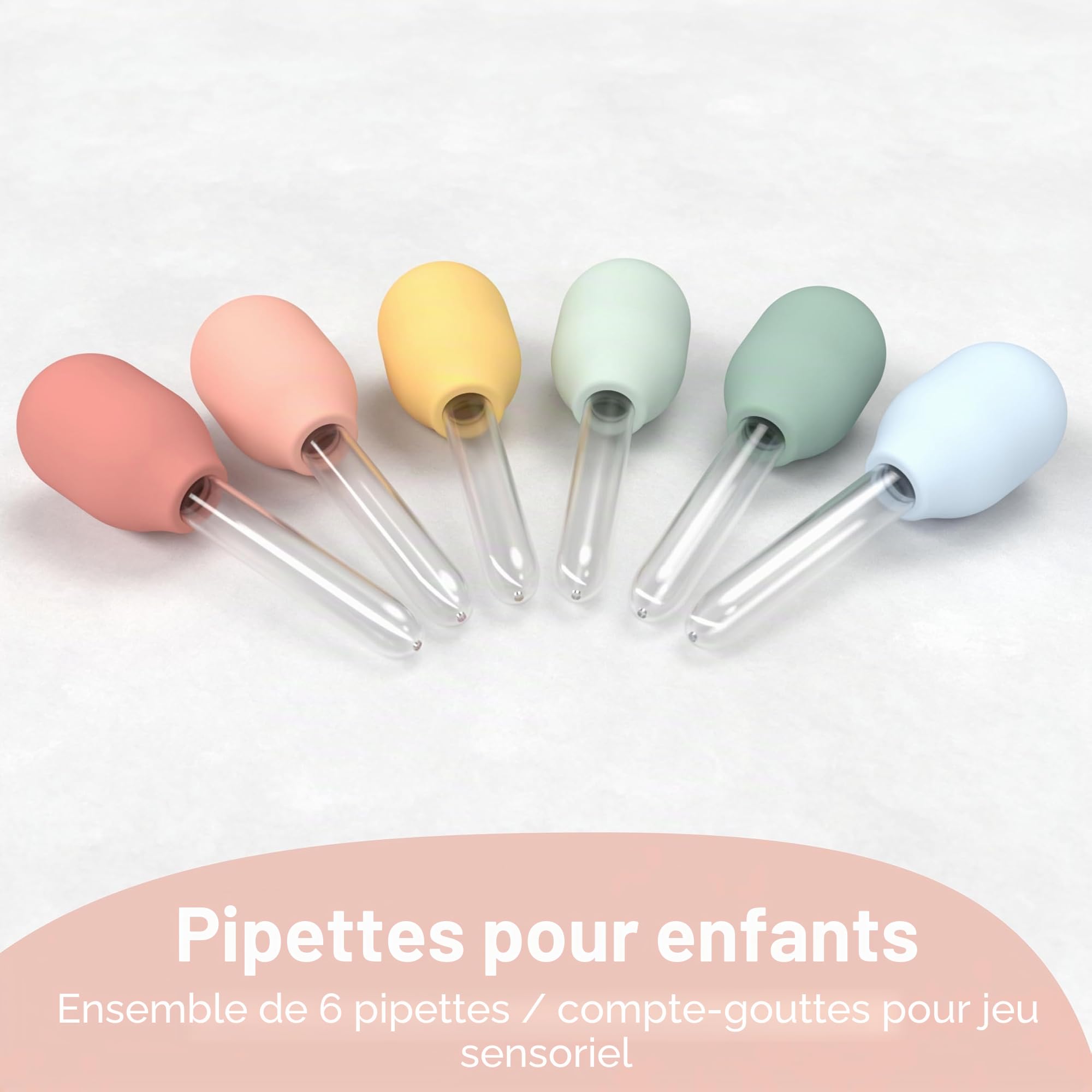 Inspire My Play 6 x Pastel Pipette Compte Goutte pour Enfants - Compte-Gouttes pour Enfants - Jouets et Accessoires sensoriels pour Jeu désordonné - Pipette Enfant