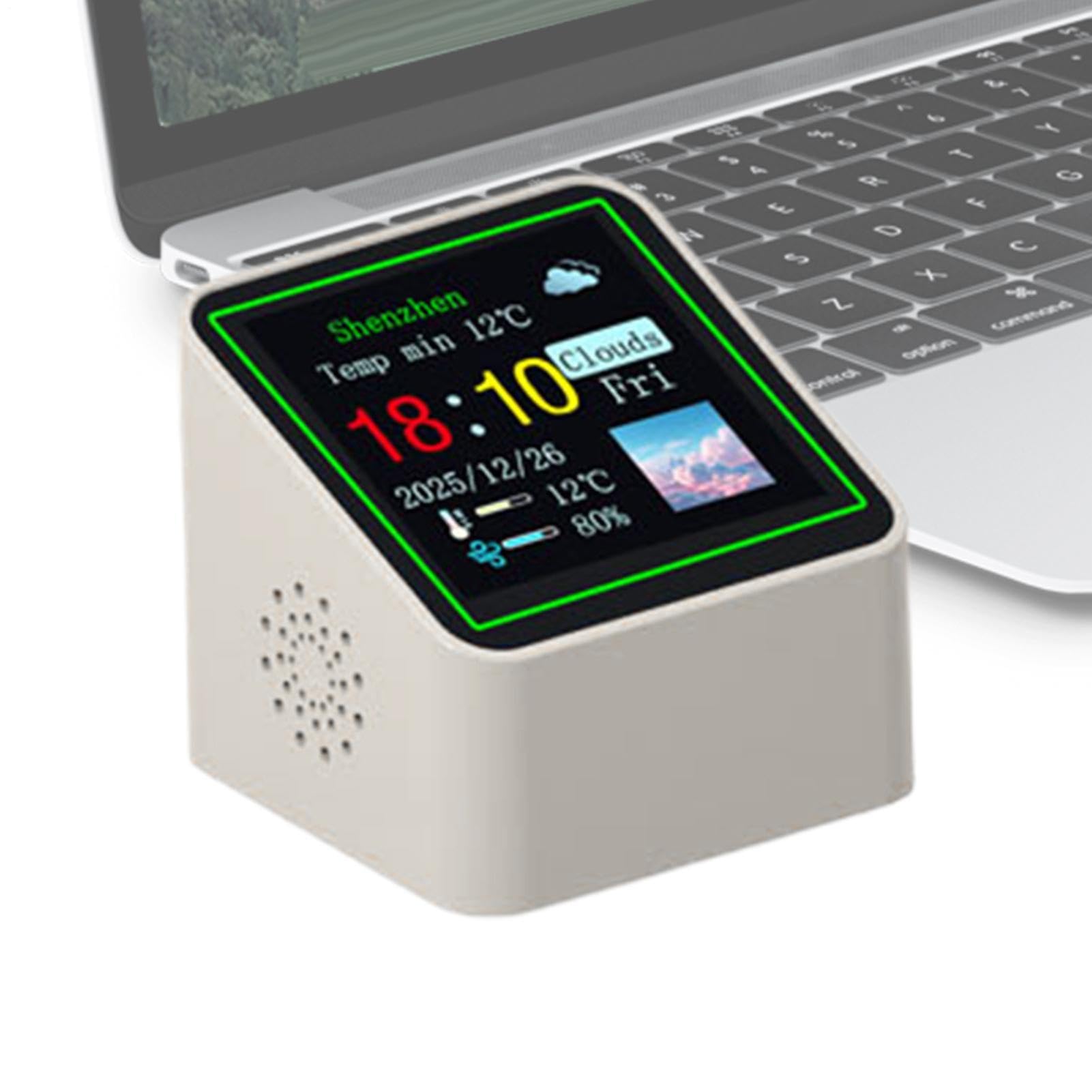 Reloj meteorológico con sensor de humedad y temperatura interior para oficina 8