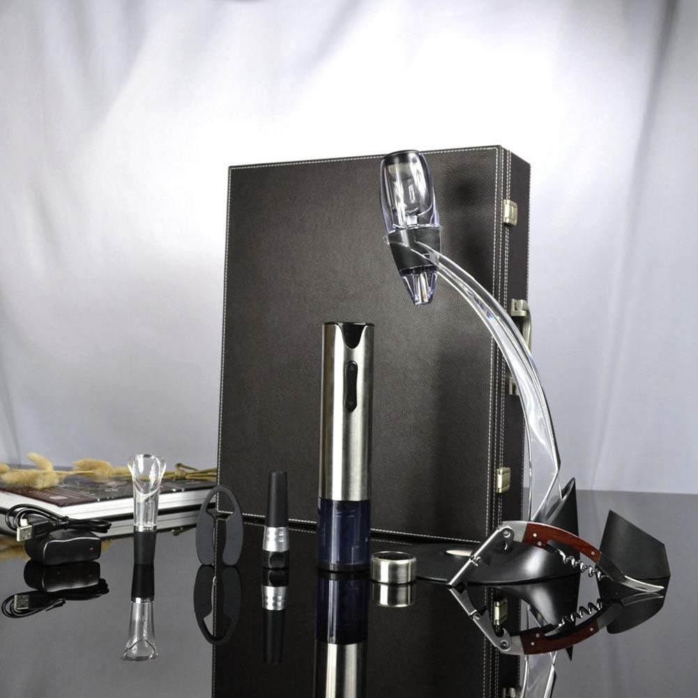 Eléctrico del Acero Inoxidable abrebotellas, Conveniente Botella de Vino abridor Recargable Negocio casero de la Botella automática portátil abridor de la Caja de Regalo Conjunto de 12
