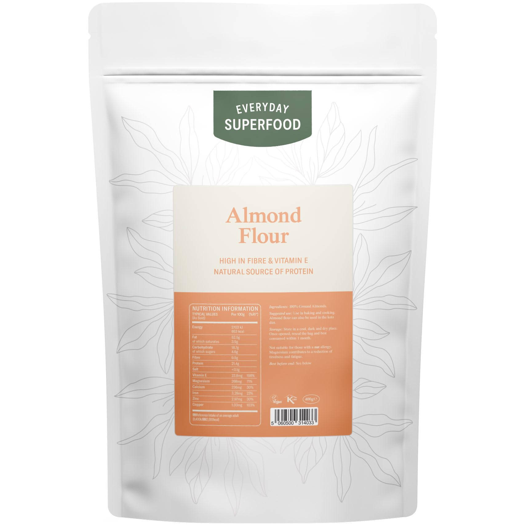 Almond Flour 350g, Ground Blanched Almonds, Keto Ingredient