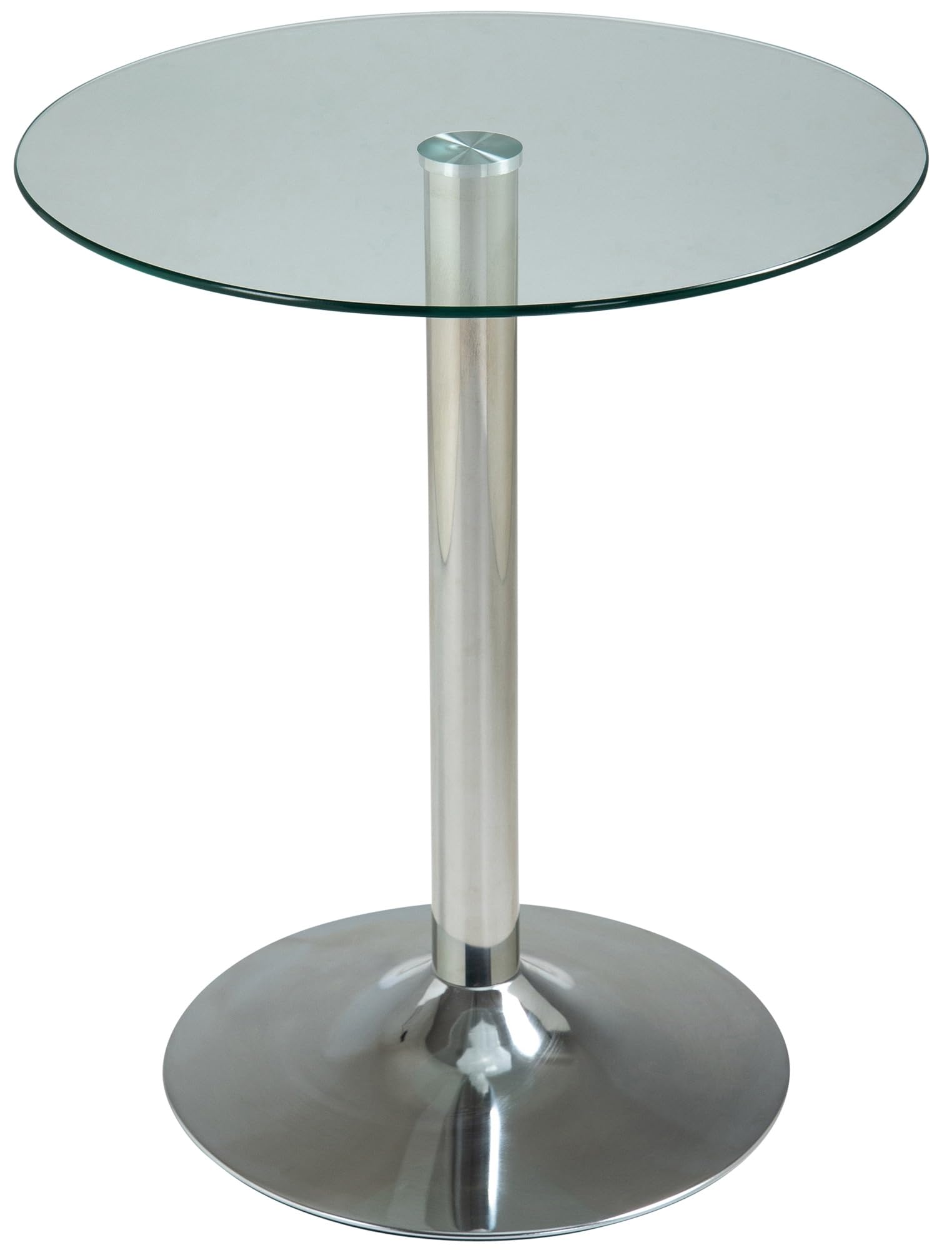 CLP Tavolo In Vetro Rotondo Di Sicurezza Ø 60 CM, H 70 CM I Tavolo Moderno Bar Con Piedistallo In Metallo Cromato, Colore:vetro trasparente