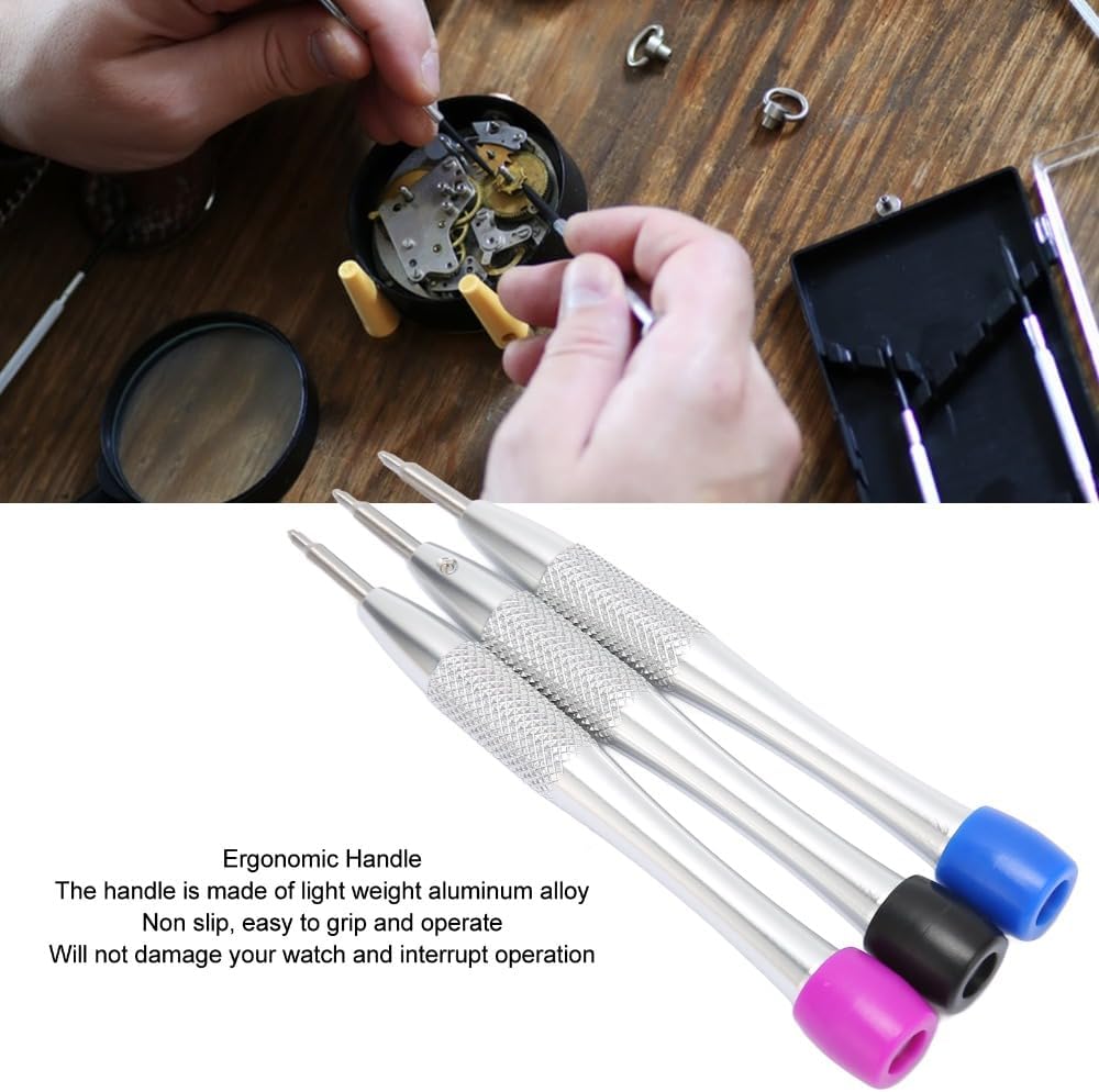 3Pcs Triangular Stainless Steel Bearing Screwdriver Set Precision Watch Repair Tools for Rotor and Oscillating Weight 3235 Movement