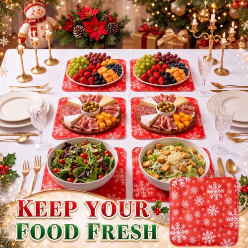 Image of LemonRoad 6 Pcs Snowflake Cooling Mat for Food Buffet Table, 9 x 9 Inch