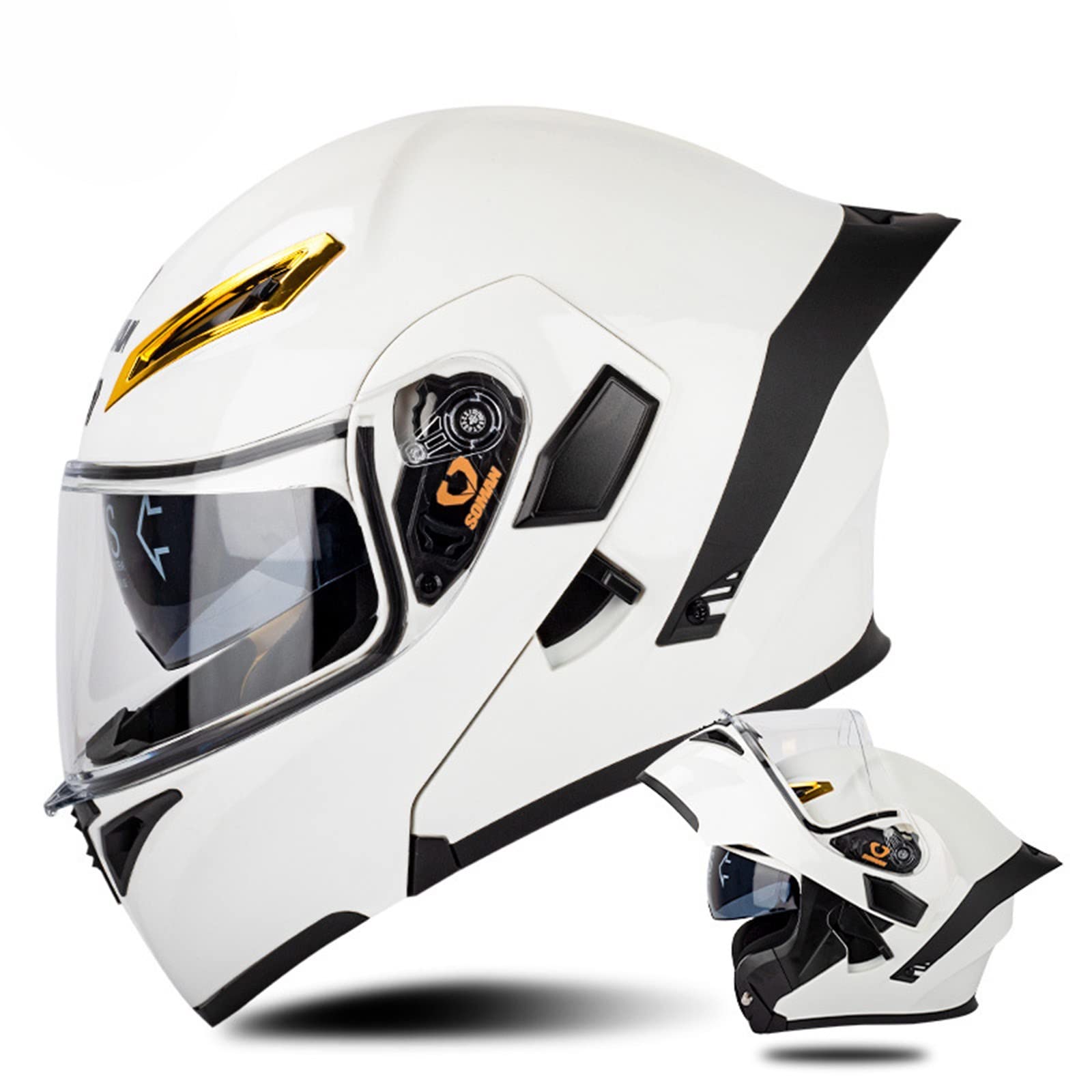 Double Visor Modular Flip Up Front Motorcycle Motorbike Helmet Full Face  Motorcycle Modular Helmet Moped Street Racing DOT/ECE Approved Helmets Dual