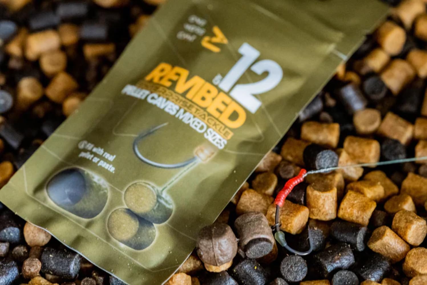 OMC Revibed Pellet Caves - 6mm, 8mm & 10mm Imitation Bait Caves for Carp Fishing - Fillable Hookbaits for Paste, Pellets, Meat & Custom Bait Presentations - 6-Pack