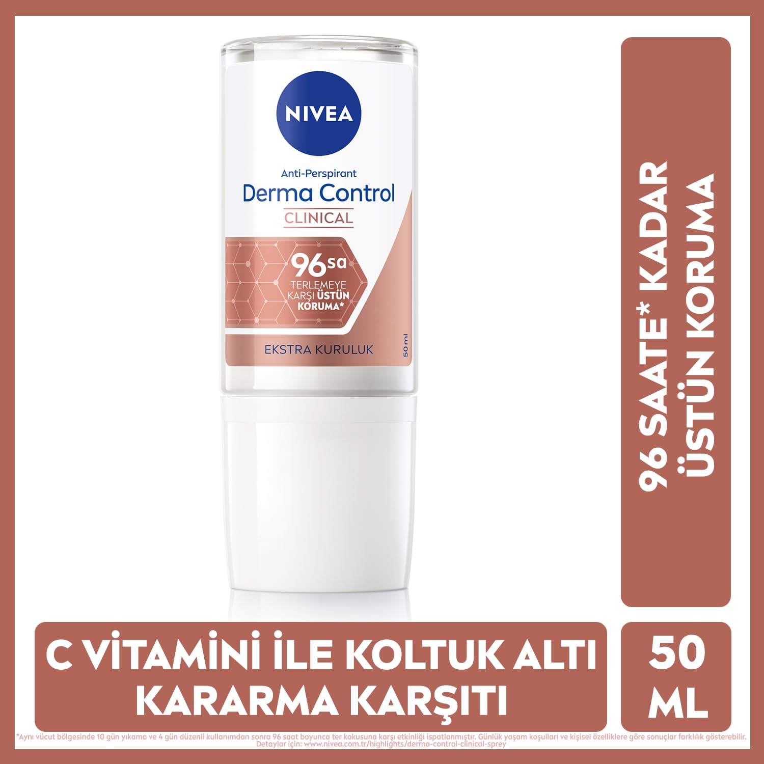 NIVEA Derma Control Clinical Kadın Roll-on deodorant 50 ml,96 saat koruma X2 + NIVEA MEN Erkek Roll-on deodorant Derma Control Clinical 50 ml, Ter Kokusuna Karşı 96 saat koruma,DermaDry ile Kuruluk