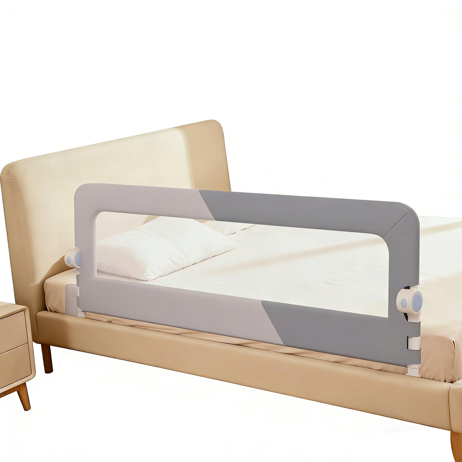 Tuzkevla Barandilla para Cama 200 cm, Ajustable 66-78 cm con Botón Plegable