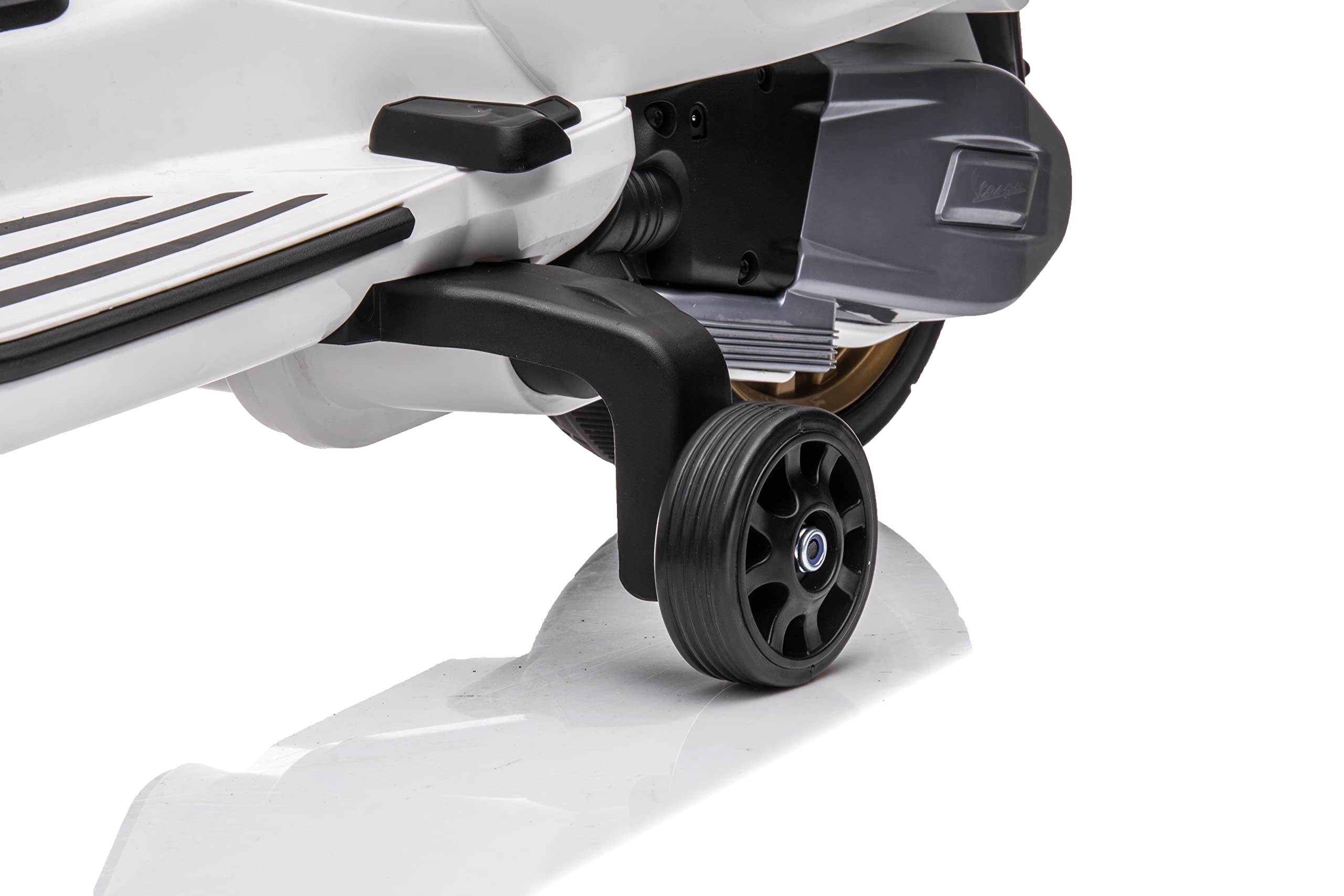 FINOOS Vespa Sprint scooter Moto Elettrica per Bambini veicolo elettrico da 2 a 5 anni 5 km/h suono luminoso a LED (Bianco)