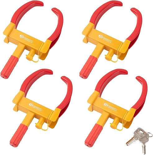 Paquete de 4 cerraduras de rueda universales resistentes para remolque de seguridad, antirrobo, para la mayoría de automóviles, motocicletas, SUV,