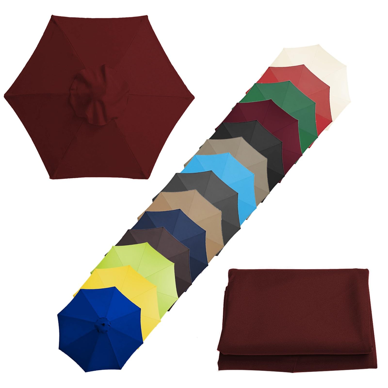 Replacement Canopy Top, Sun Umbrella Replacement Cloth 200cm/270cm/300cm+6 Arms/8 Arms Replacement Parasol Fabric Cover For Garden Umbrella(Color:Burgundy,Size:6 ribs-2.7m(8.8ft)) — image 1