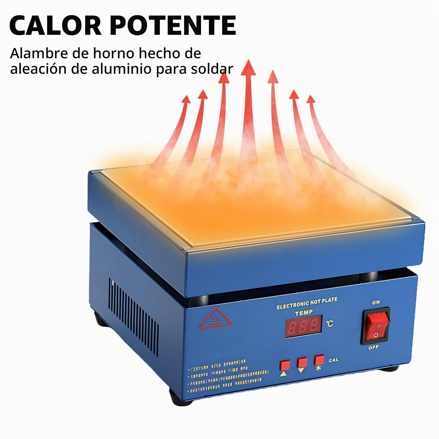 Estación de Precalefacción Microordenador LED, Placa Calefactora Eléctrica | de 200 x 200 mm Placa Calefactora de Soldadura, Estación de Precalefacción, Corriente Alterna 800 W, 50-350 °C