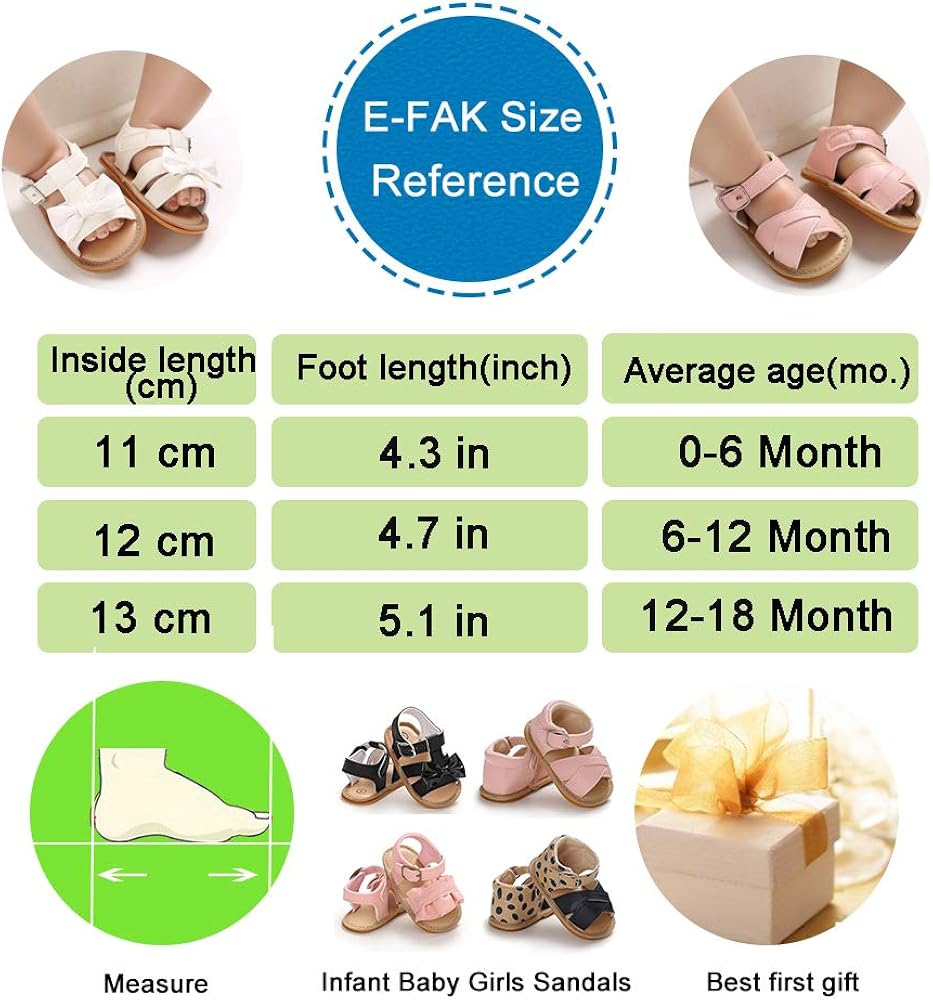  | E-FAK Infant Baby Girls Sandals Summer Crib PU Leather Bowknot Soft Anti-Slip Rubber Sole Toddler First Walkers Shoes | Sandals